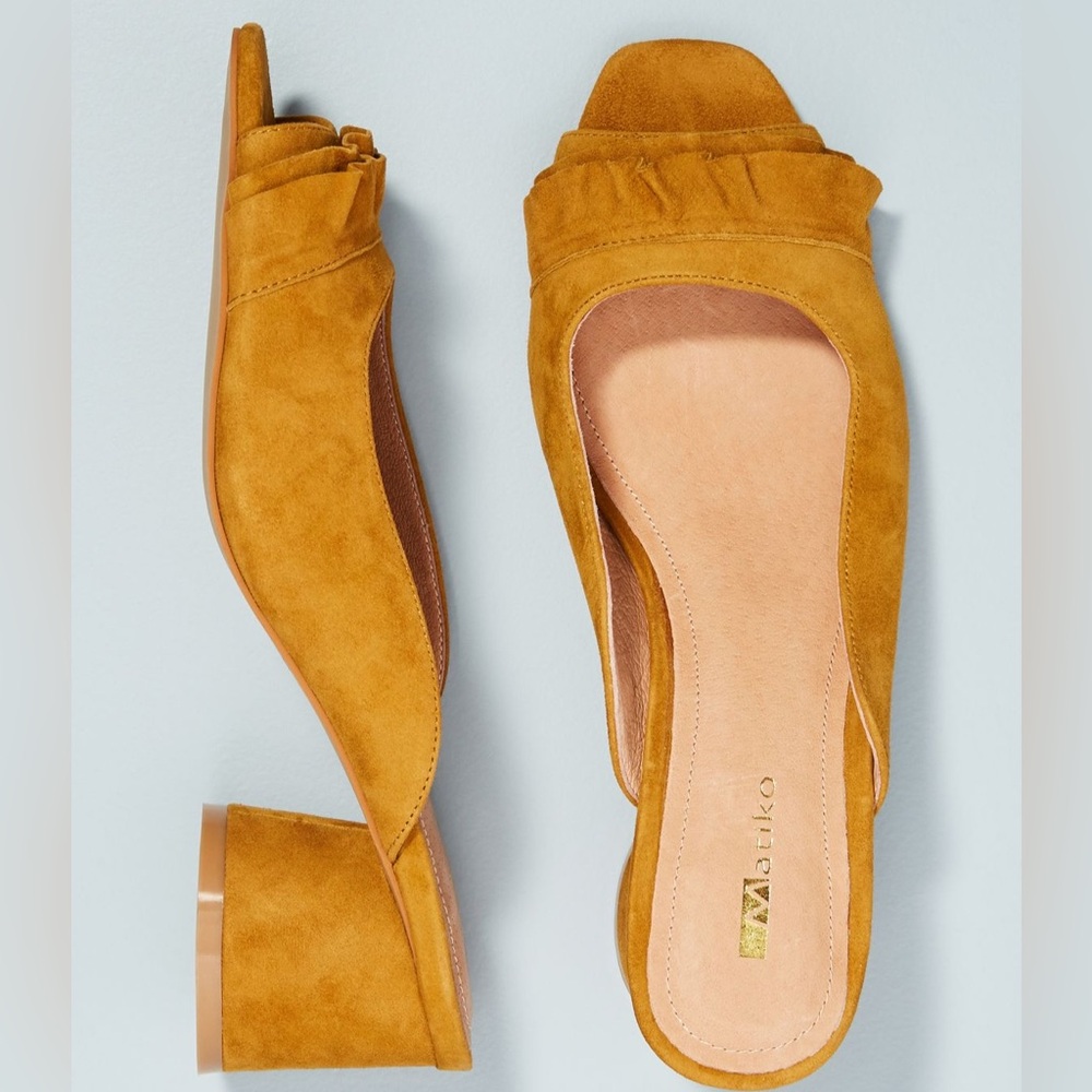 Vintage Matiko suede wren mules - size 38